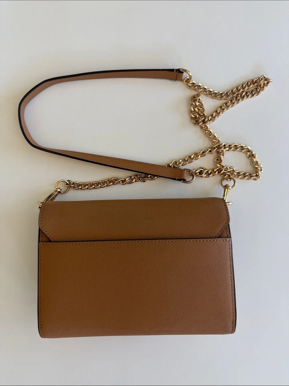 Tory Burch Tan Leather Crossbody with Gold Chain Strap
